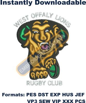west offaly lions rugby club embroidery design